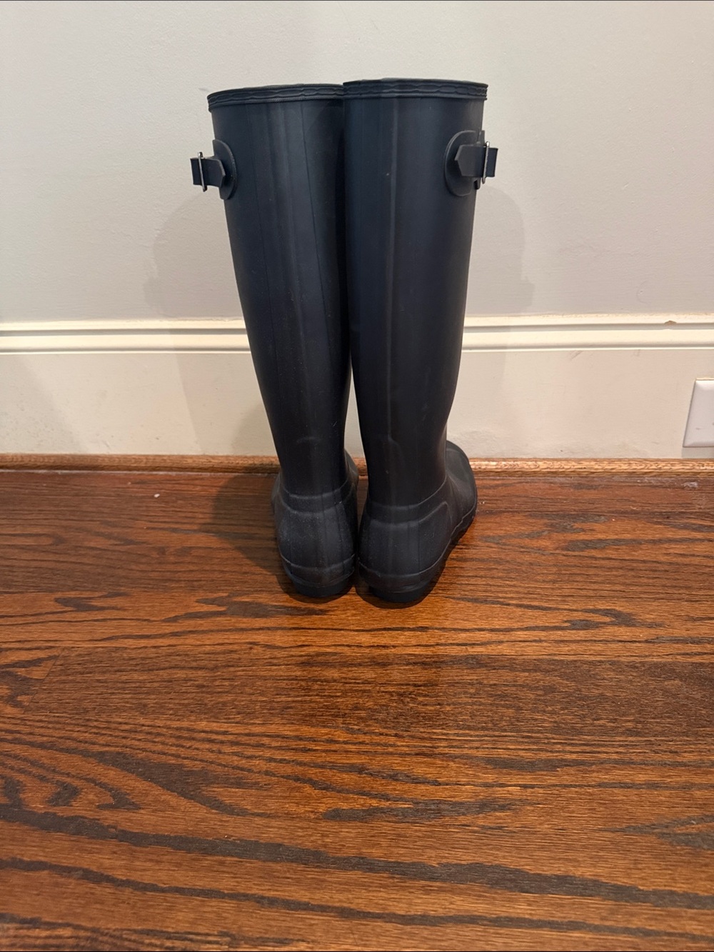 Hunter Tall Matte Navy Rubber Rain Boots - Picture 2 of 5